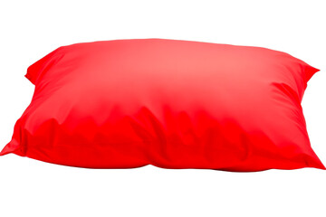 Plump Red Cushion with Soft Folds on White, cut out transparent