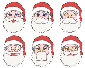 サンタクロースの表情イラストセット