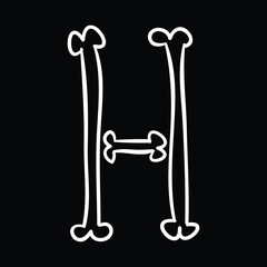 Letter H made of bones Halloween vector icon