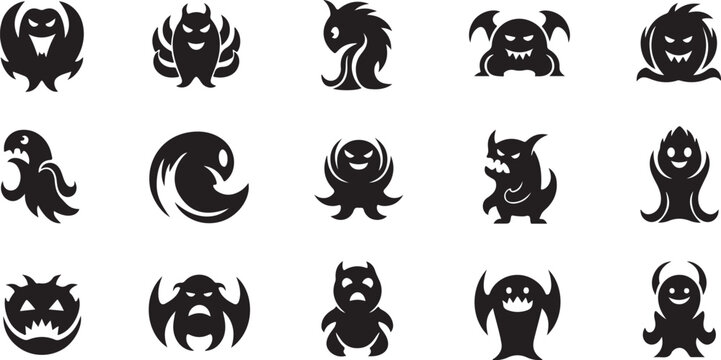 black and white moster vector art