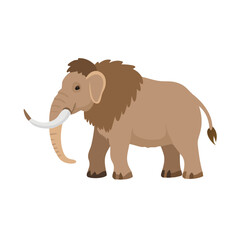 Woolly Mammoth vector 2D flat illustration, isolated on a white background.