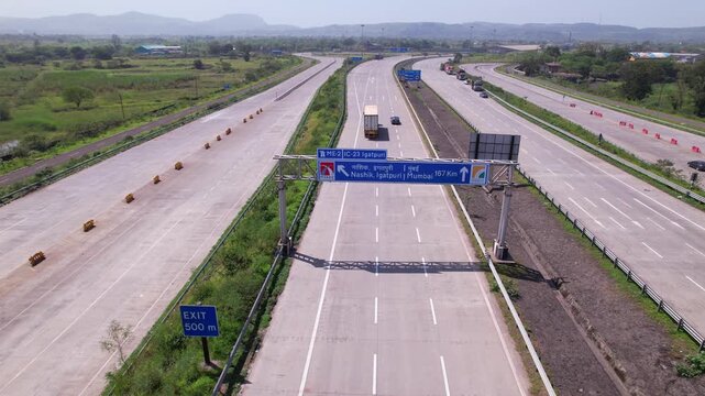 Igatpuri Interchange on Samruddhi Mahamarg through green corridors, Igatpuri Kasara tunnel, Maharashtra, drone shot