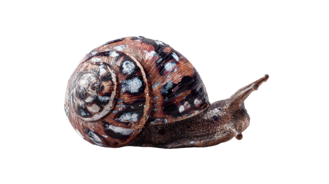 Detailed Snail Shell Texture with Natural Swirls and Drops, cut out transparent
