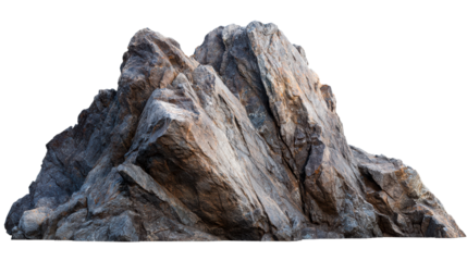 Rugged stone formation with sharp edges and rough texture, cut out transparent