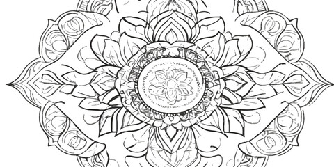 Vintage seamless floral vector pattern illustration with round ornamental mandala design