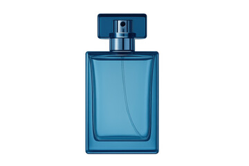 Glass perfume bottle with blue fragrance scent
