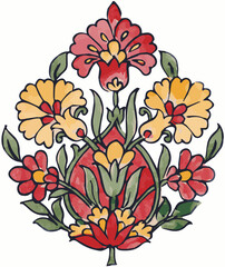 Hand drawm watercolor botanical flower branch isolated on white background. small flowers with tropical leaves. small flower arrangements. colorful floral elements.