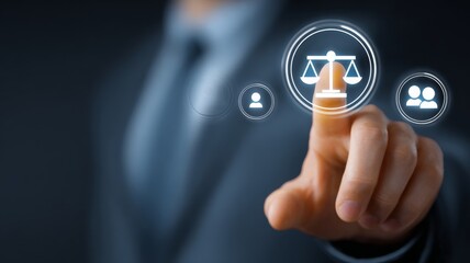 Business people click on the balance icon