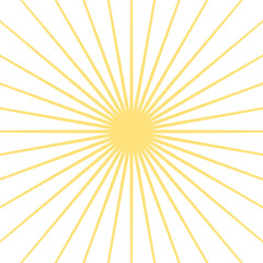 Bright Yellow Sunburst Radial Rays Emanating From Central Circle on a White Background with Transparent Elements
