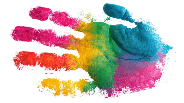 Colorful hand print isolated on transparent background Remove png