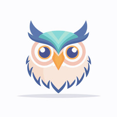 Stylized Owl Head with Geometric Feather Details.