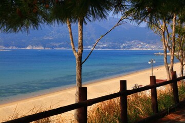 Geoje island in South Korea. Gujora Beach sandy vacation destination.