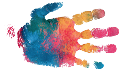 Colorful hand print isolated on transparent background Remove png