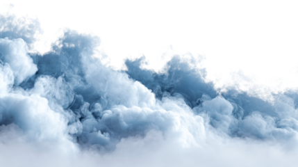 Blue smoke clouds against a white background, cut out transparent