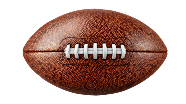 American Football Close-up Textured Leather, cut out transparent