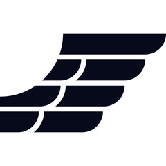 Abstract Dark Blue Feather Wing Shape With Transparent Background Isolated On White