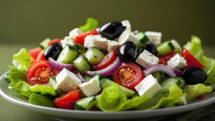 Enjoy a vibrant Greek salad with fresh feta, juicy tomatoes, and crisp cucumber today for a healthy meal