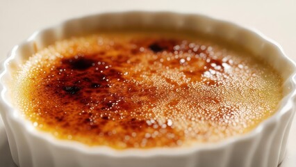 Indulge in this tempting creme brulee dessert with its perfectly caramelized sugar crust and creamy custard