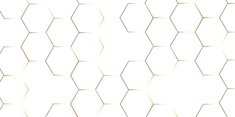 Abstract hexagon white background with shadow .golden background Futuristic blue neon honeycombs. Modern technology design. Vector illustration.	