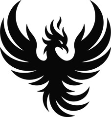 Fototapeta premium Majestic mythical phoenix bird rising emblem silhouette
