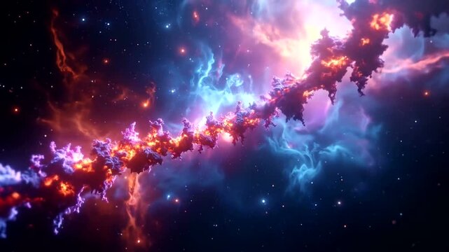 Vibrant interstellar cloud structure illuminated by stellar energy in deep space