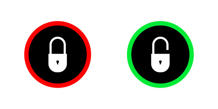 Locked and unlocked padlock icon on white background.