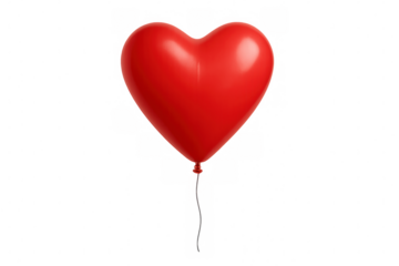Red heart balloon floating, symbolizing love, romance, valentine's day, and celebration on transparent background