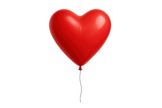 Red heart balloon floating, symbolizing love, romance, valentine's day, and celebration on transparent background