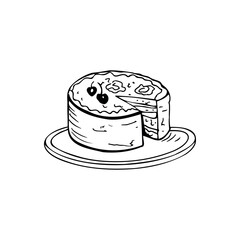 Big cake thin black lines on a white background - Vector illustration