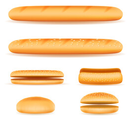 bun bread fresh crisp stock vector illustration food icons