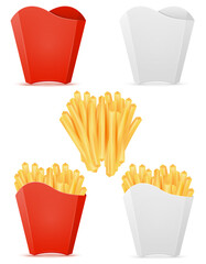 french fries and carton packaging stock vector illustration fast food icons