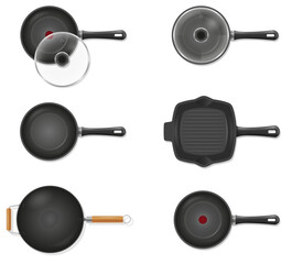 frying pan for fry food on fire stock vector illustration food icons