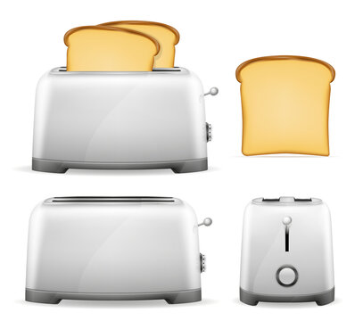 toaster vintage old retro and bread tost stock vector illustration food icons