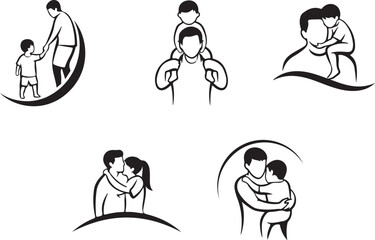 set of father loves vector silhouettes