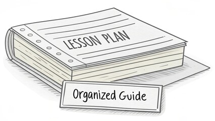A pile of lesson plan papers with an organized guide