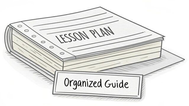 A pile of lesson plan papers with an organized guide