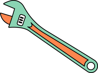 Illustration of a adjustable wrench on a black background, perfect for diy projects