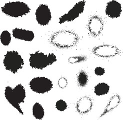 Set of black ink splashes