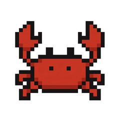 Obraz premium Pixel Art Cute Red Crab Character, Transparent Background