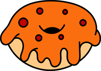 Delightful donut cartoon illustration with happy face and colorful sprinkles