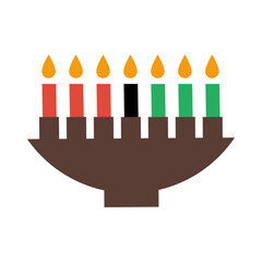 Flat Kinara Candles. Simple flat vector illustration of Kwanzaa candle holder. Minimal design in traditional colors.
