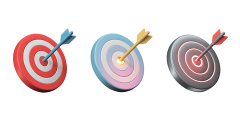Bullseye Dartboard Icons for Goal Achievement