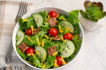 bacon salad  with cheese and tomatoes
