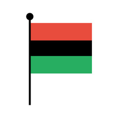 Kwanzaa Flag. Simple vector illustration of a red, black and green tricolor flag. Minimal holiday design for African American celebration.