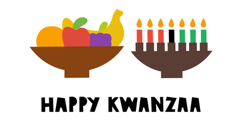 Happy Kwanzaa. Flat vector hand drawn illustration. Graphic design on white background.