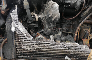 Completely Burnt Out Car Wreck After Fire.