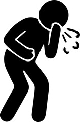 Illustration of Common Illness Symptoms – Icons Showing People Experiencing Various Health Conditions Such as Headache, Fever, Cough, Chest Pain, Stomach Ache, Nausea, Joint Pain, and Chills