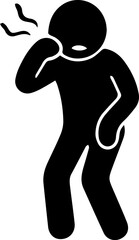 Illustration of Common Illness Symptoms – Icons Showing People Experiencing Various Health Conditions Such as Headache, Fever, Cough, Chest Pain, Stomach Ache, Nausea, Joint Pain, and Chills