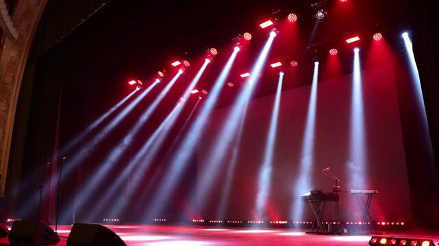 A spotlight on an empty stage. Concept for public speaking, leadership, performance, and anticipation
