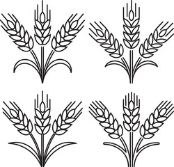 Fototapeta premium Set of Wheat Outline vector illustration isolated On Transparent Background